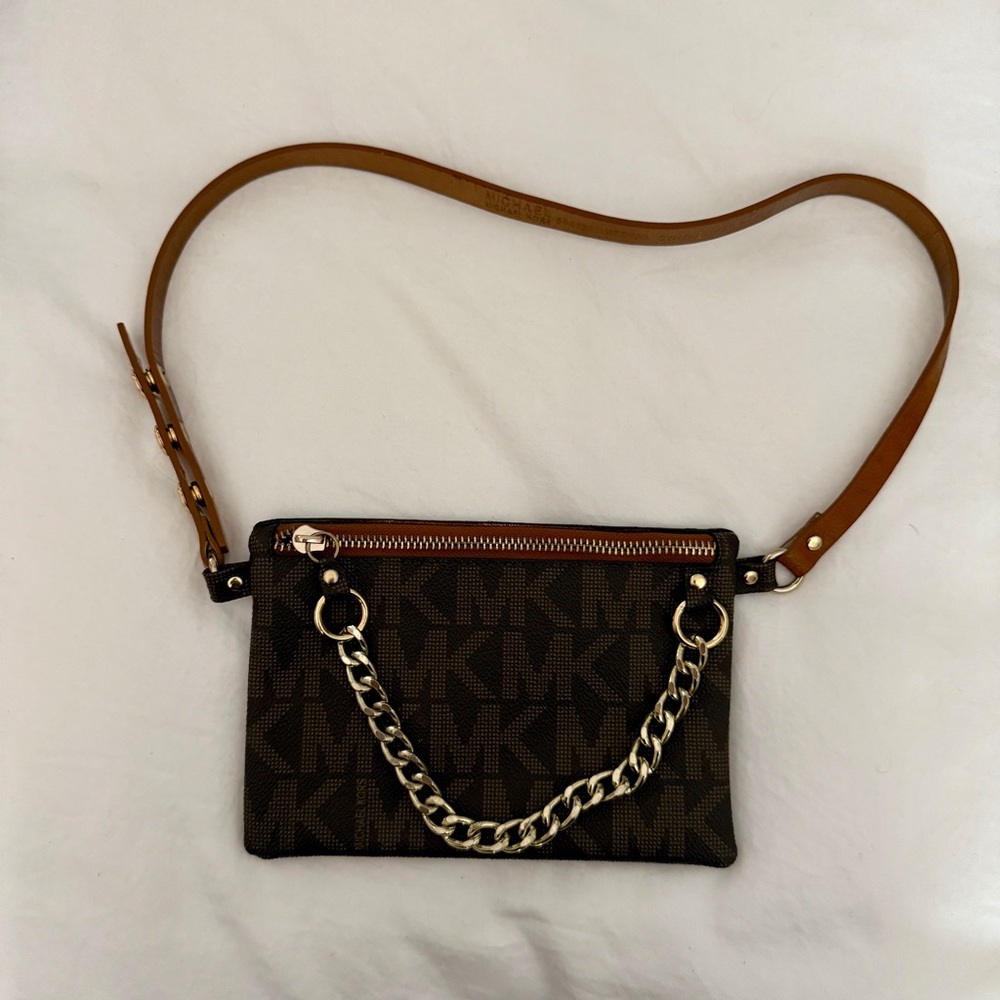 Michael Kors Brown Crossbody Bag with Chain Detail